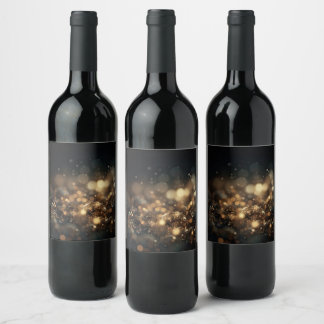 Voeg je eigen tekst toe - Gouden Bokeh Glitter Wijn Etiket