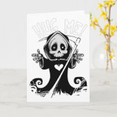 Voeg je eigen tekst toe: Grim Reaper Hug Kaart (Gele Bloem)
