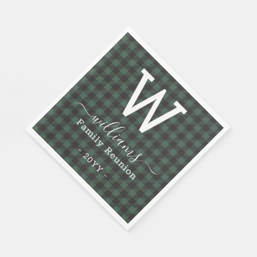 Voeg je eigen tekst toe Groene Buffel Plaid Monogr Servet (Hoek)