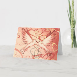 Voeg je eigen tekst toe: liefde en duiven feestdagen kaart