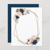 voeg je eigen tekst toe : marineblauwe florale bru (Voorkant / Achterkant)