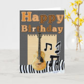 Voeg je eigen tekst toe: Muzikale verjaardag Kaart (Gele Bloem)