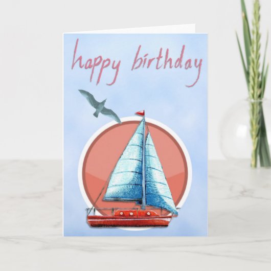 Voeg je eigen tekst toe: Sailboat Birthday Kaart (Voorkant)