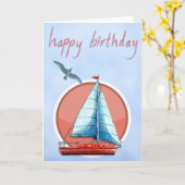 Voeg je eigen tekst toe: Sailboat Birthday Kaart (Gele Bloem)
