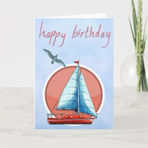 Voeg je eigen tekst toe: Sailboat Birthday Kaart