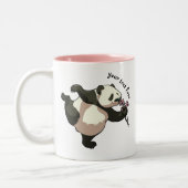Voeg je eigen tekst toe Schattige Panda Smelling B Tweekleurige Koffiemok (Links)