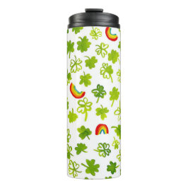 Voeg je eigen tekst toe! Shamrocks & Rainbows-Wate Thermosbeker