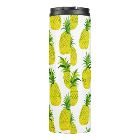Voeg je eigen tekst toe! Waterverf ananas Thermosbeker (Achterkant)