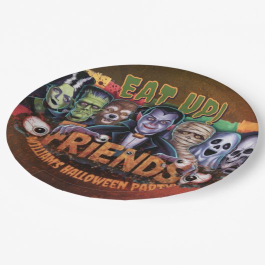 Voeg je eigen woorden toe Aangepaste Halloween Mon Papieren Bordje (Gekanteld)