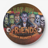 Voeg je eigen woorden toe Aangepaste Halloween Mon Papieren Bordje (Voorkant)