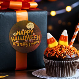 Voeg je eigen woorden toe Custom Halloween Monster Ronde Sticker