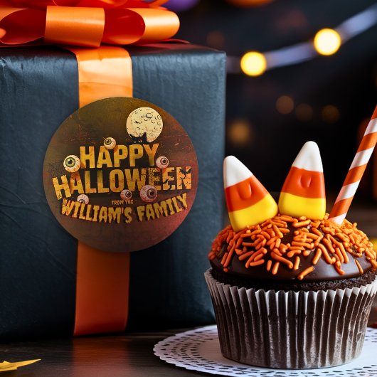 Voeg je eigen woorden toe Custom Halloween Monster Ronde Sticker