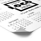 Voeg je eigen zakelijke Logo 2025 Kalender Poster (Hoek)