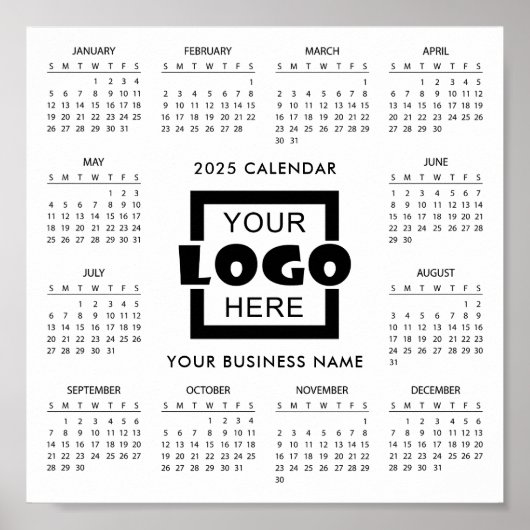 Voeg je eigen zakelijke Logo 2025 Kalender Poster (Voorkant)