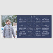 Voeg je foto 2024 kalender op Navy Blue Magnet (Voorkant)