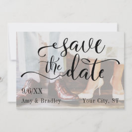 Voeg je foto, Elegant Script, Sla de datum op Save The Date
