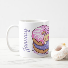 Voeg je foto en naam toe aan leuke donuts paars koffiemok