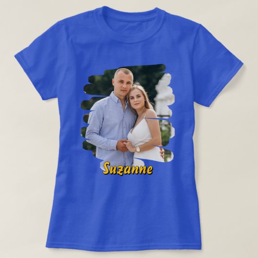 Voeg je foto en naam toe. Aangepast gepersonalisee T-shirt (Design voorkant)