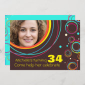 Voeg je foto-funky 34e verjaardag toe kaart (Voorkant / Achterkant)