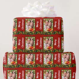 Voeg je FOTO Kerstmis toe Cadeaupapier