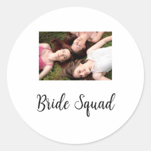Voeg je foto naam bruidsmeisje selectie bruid part ronde sticker