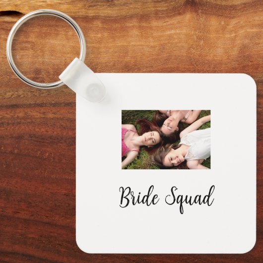 Voeg je foto naam bruidsmeisje selectie bruid part sleutelhanger (Voorkant)