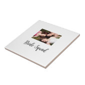 Voeg je foto naam bruidsmeisje selectie bruid part tegeltje (Zijkant)