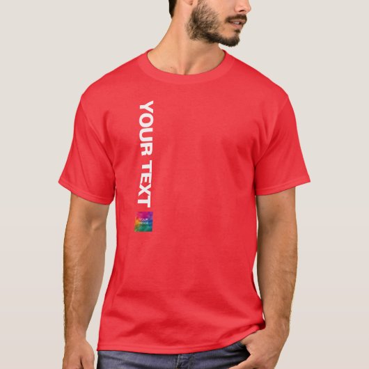 Voeg je foto of Logo Red Sjabloon Mannen kerst toe T-shirt (Voorkant)
