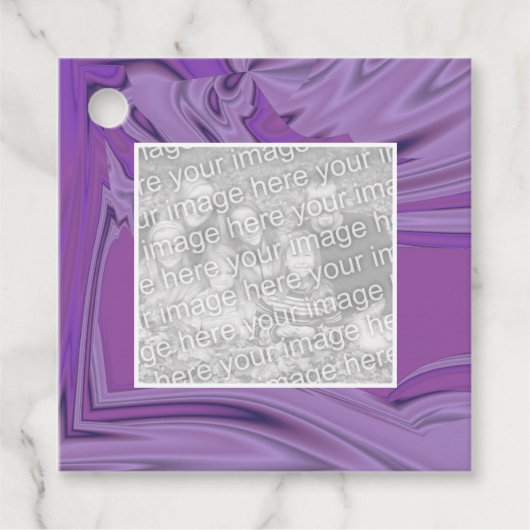 Voeg je foto paarse abstracte grens toe bedankjes labels (Voorkant)