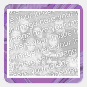 Voeg je foto paarse abstracte grens toe vierkante sticker