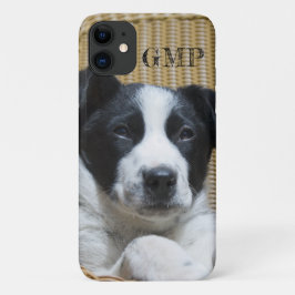 Voeg je foto-rand Collie Heeler Puppy Monogram toe iPhone 16 Plus Hoesje