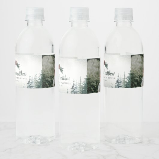 Voeg je foto Rustic Weddenschap Water FlesLabel to Waterfles Etiket (Flessen)