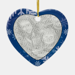Voeg je foto Snowflakes Ornament van het hart toe