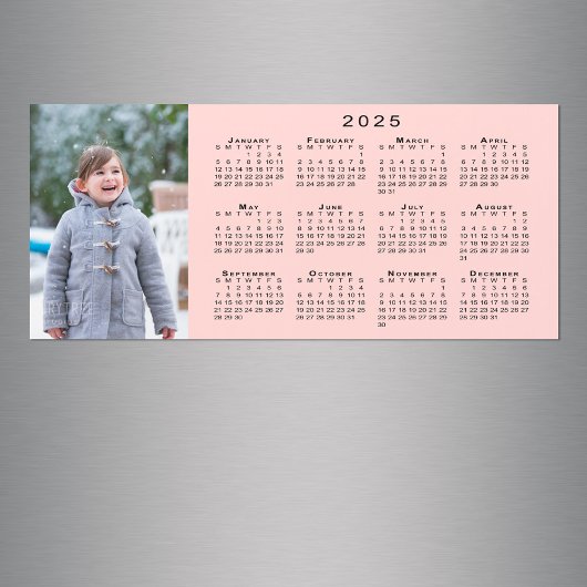 Voeg je foto toe 2025 Kalender op Coral Pink Magne