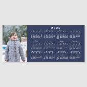 Voeg je foto toe 2025 Kalender op Navy Blue Magnet (Voorkant)