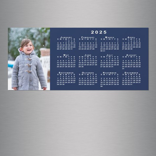 Voeg je foto toe 2025 Kalender op Navy Blue Magnet