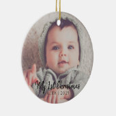Voeg je foto toe aan mijn eerste Kerstmis Keramisch Ornament (Rechts)