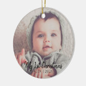 Voeg je foto toe aan mijn eerste Kerstmis Keramisch Ornament (Links)