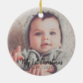 Voeg je foto toe aan mijn eerste Kerstmis Keramisch Ornament (Achterkant)