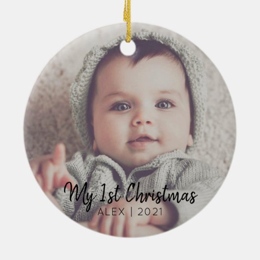 Voeg je foto toe aan mijn eerste Kerstmis Keramisch Ornament (Achterkant)