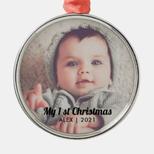 Voeg je foto toe aan mijn eerste kerstrecorder metalen ornament