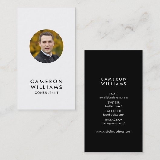 Voeg je foto toe Bewerkbare kleur Social Media Visitekaartje (Voorkant / Achterkant)