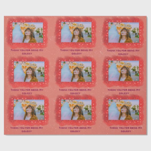 Voeg je foto toe Dankbaar Galaxy Wrapping Paper Cadeaupapier (Vlak)