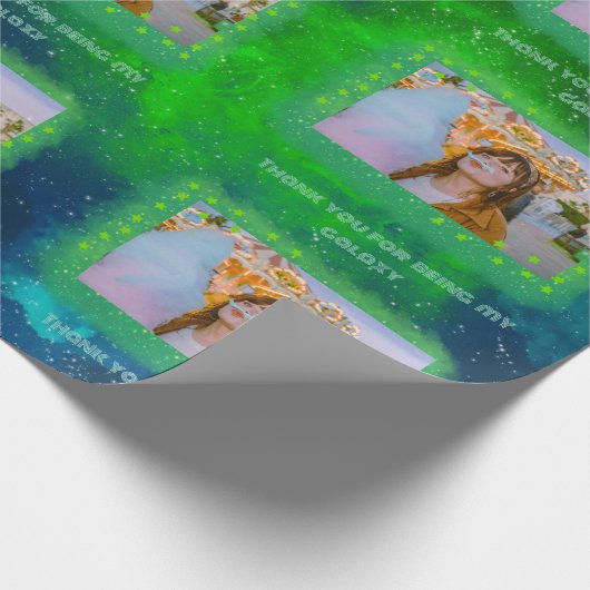 Voeg je foto toe Dankbaar Galaxy Wrapping Paper Cadeaupapier (Hoek)