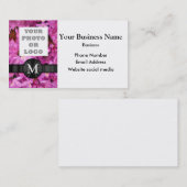 Voeg je foto toe logo  roze bloembloem visitekaartje (Voorkant / Achterkant)