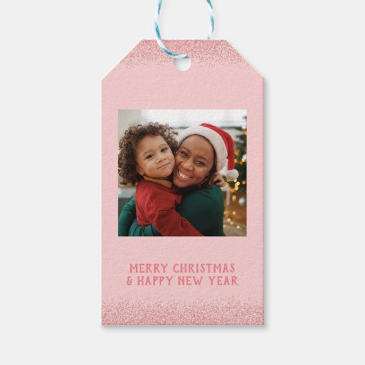 Voeg je foto toe Vrolijk kerstfeest Cadeaulabel (Voorkant)