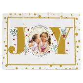 Voeg je foto's goud JOY en polka dots Groot Cadeauzakje (Voorkant)