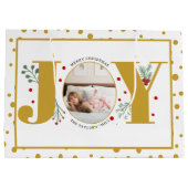 Voeg je foto's goud JOY en polka dots Groot Cadeauzakje (Achterkant)