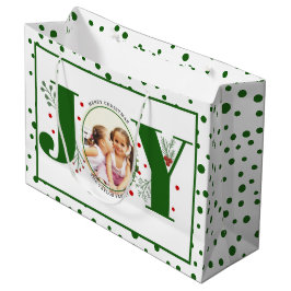 Voeg je foto's groene JOY en polka dots Groot Cadeauzakje