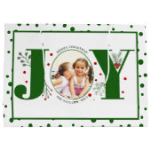 Voeg je foto's groene JOY en polka dots Groot Cadeauzakje (Achterkant)